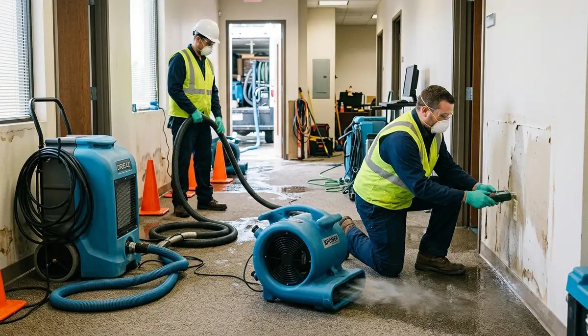 Commercial water damage restoration in Chesapeake, VA with drying and extraction equipment